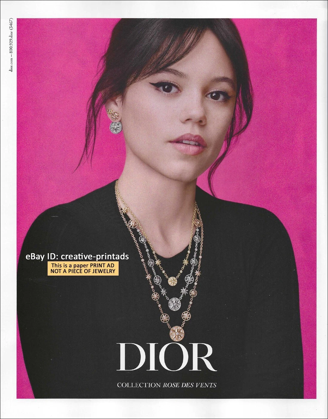 PUBLICITÉ IMPRIMÉE 1 PAGE DIOR Fine Jewelry 2025 collection JENNA ORTEGA Rose des Vents