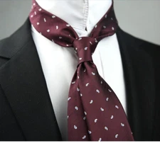 New Classic Paisley Red White JACQUARD WOVEN 100% Silk Men's Necktie Tie