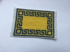 Dolls house use rug 1 12th cross stitch yellow and blue