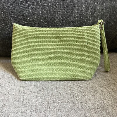 Talbots Light Green Wristlet Purse Small Woven Clutch 8.5'' Zip Closure & Handle