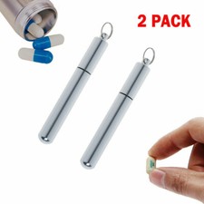 2X Keychain Waterproof Pill Box Bottle Holder Container Ear Spoon Toothpick Tool
