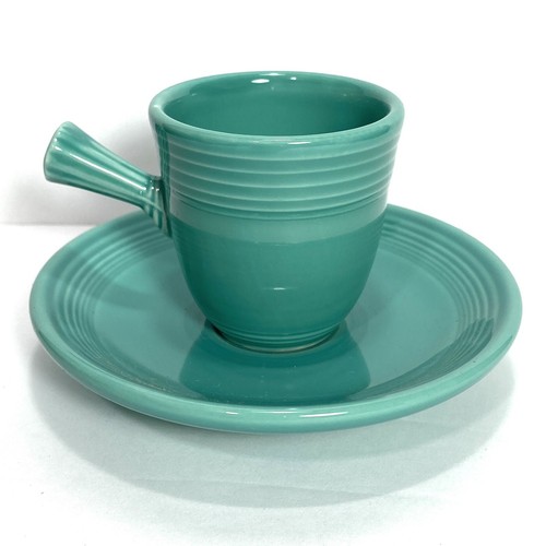 Fiesta AD Cup and Saucer Turquoise Stick Handle Demitasse Espresso 1988 In Box - Picture 3 of 6