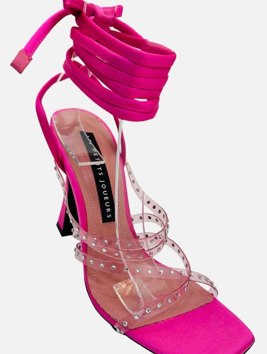 【関税込み】Les Petits Joueurs ピンク Nicol ヒールサンダル LES PETITS JOUEURS Nikki 105mm Pink Satin & PVC Size 39