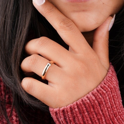 Gold Chain Link Eternity Band | Moissanite Accents | Wedding Handmade Ring - Picture 6 of 9