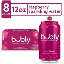 Bubly Raspberry Sparkling Water 12 fl oz, 8 Pack Cans