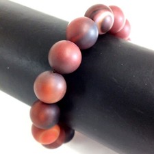 Matte Peach Agate Bracelet Round Bead Gemstone Stretch Balance Healing Gift 14mm
