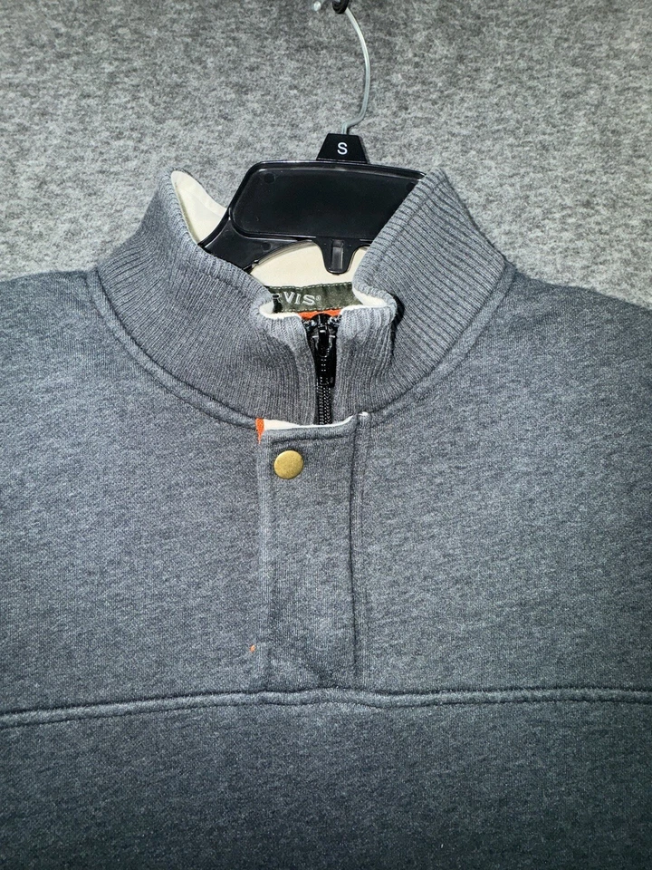 ORVIS Men’s M Gray Fleece  Sweatshirt Pullover 1/4 Zip Buttn - Image 4 of 4