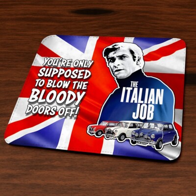 The Italian Job (1969) Michael Caine genähte Kunstleder-Mausmatte Mousepad
