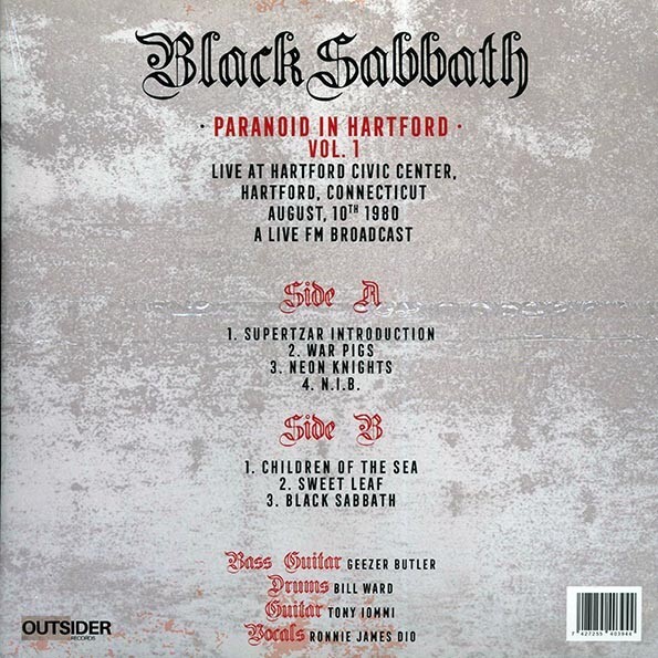 Black Sabbath Paranoid In Hartford Volume 1 Red Vinyl LP Record
