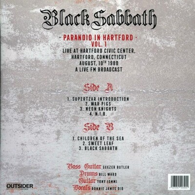 Black Sabbath Paranoid In Hartford Volume 1 Red Vinyl LP Record