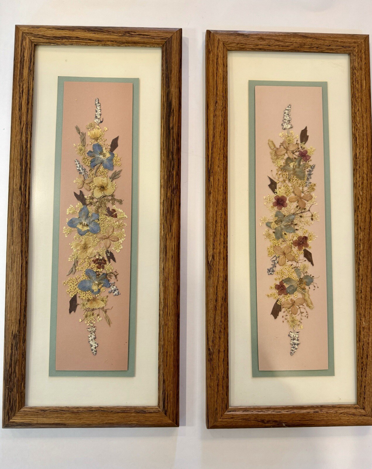 Vintage Framed Pressed Floral Art Set Of Two Cottagecore
