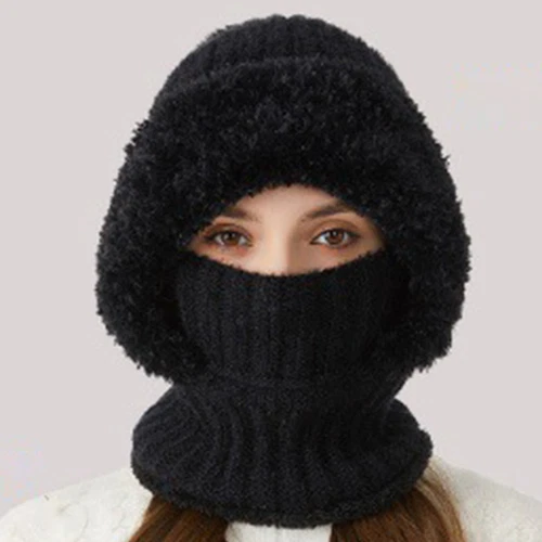 Winter Knit Hat with Fleece Lining and Ear Flaps 3-in-1 Beanie Scarf Mask Set - Picture 10 of 25