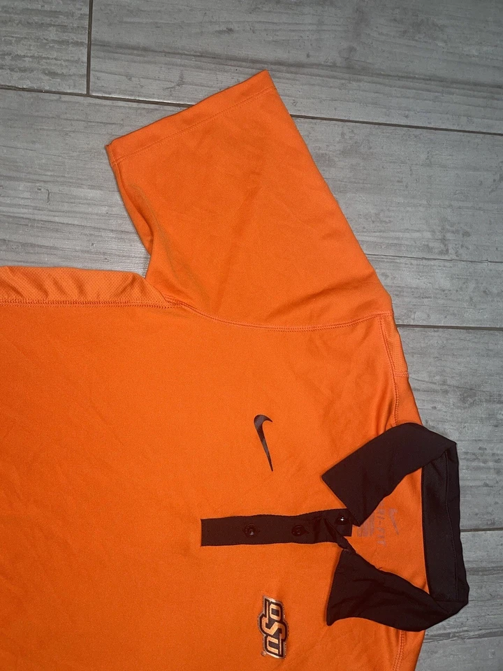 Oklahoma State Cowboys Mens Nike Drifit Polo Shirt Sz XX~S Orange Used - Image 4 of 4