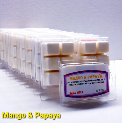 MANGO & PAPAYA -Pure Soy Wax Melt, Highly Scented, 2.5 oz- $6 per pack