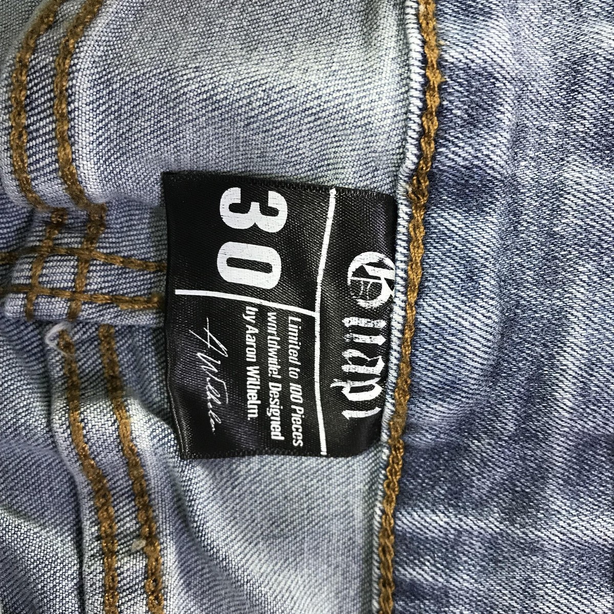 Guapi Jeans Mens 30 Rhinestone Skeleton Crystal Buckle Limited