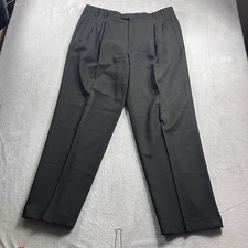 Zanella Jesse Mens Black Pleated Virgin Wool Dress Pants Made in Italy Size 36