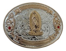 Mexican Virgin Mary Charro Cowboy Belt Buckle Hebilla Vaquera Made In Mexico