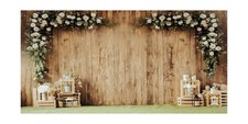 20x10ft Wedding Backdrop White Floral Rustic Wooden Wall Photography Backgrou...