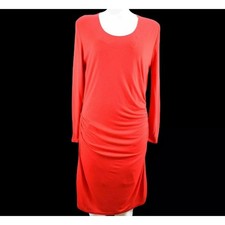* Mng by mango dress red long sleeve jersey ruched stretch Tania size Large