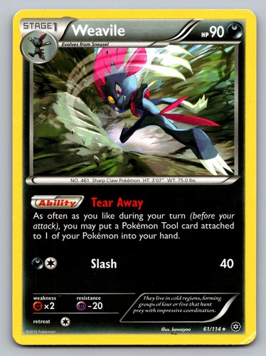 Weavile 61/114 R Steam Siege Pokemon HP