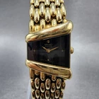 Seiko Watch Women 20mm Black Dial Gold Tone Asymmetrical 4N00-5749 New Battery