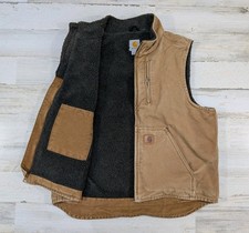 Vintage Carhartt Vest Mens Large Tan Sherpa Lined Canvas Y2K V33 211