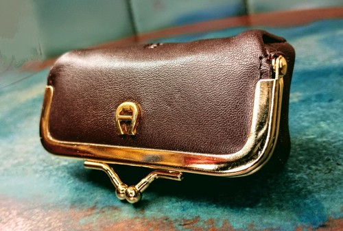 Vintage Etienne Aigner Burgundy Leather Lipstick Case With Mirror
