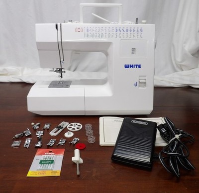 SERVICED ~ White 2037 Mechanical Heavy Duty Free Arm 30+ Stitch Sewing Machine