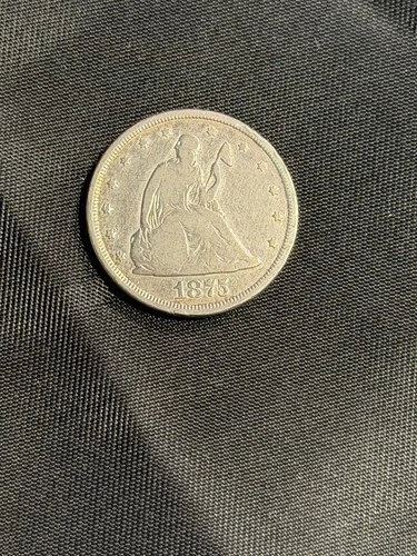 1875 CC Seated Liberty Silver Twenty 20 Cent Piece- Carson City,  Fine