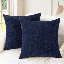 Blisybttex Set Of 2 20  x20  Decorative Chenille Throw Pillow Covers Soft Blue