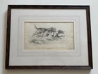 Antique 1857 Pencil Drawing Dogs Running “tally Ho“ Signed Chelsea Gallery Label