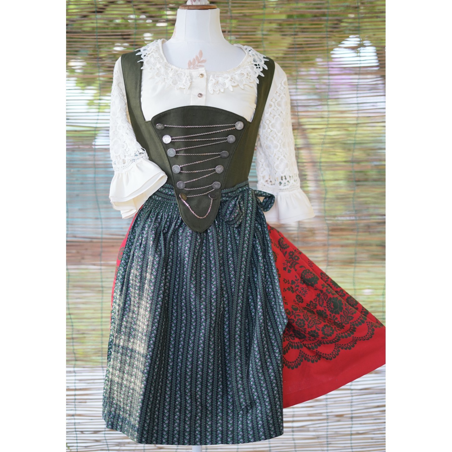 ABITO STILE TIROLESE VINTAGE tg. 44 it. Dirndl Trachten Strasser