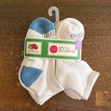 Fruit Of The Loom 10 Pairs Girls Ankles Socks Size 10.5 - 4