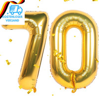Gold Luftballon Zahlen 70 70. Geburtstag Deko Folienballon Zahl 70 Riesenzahl Ba