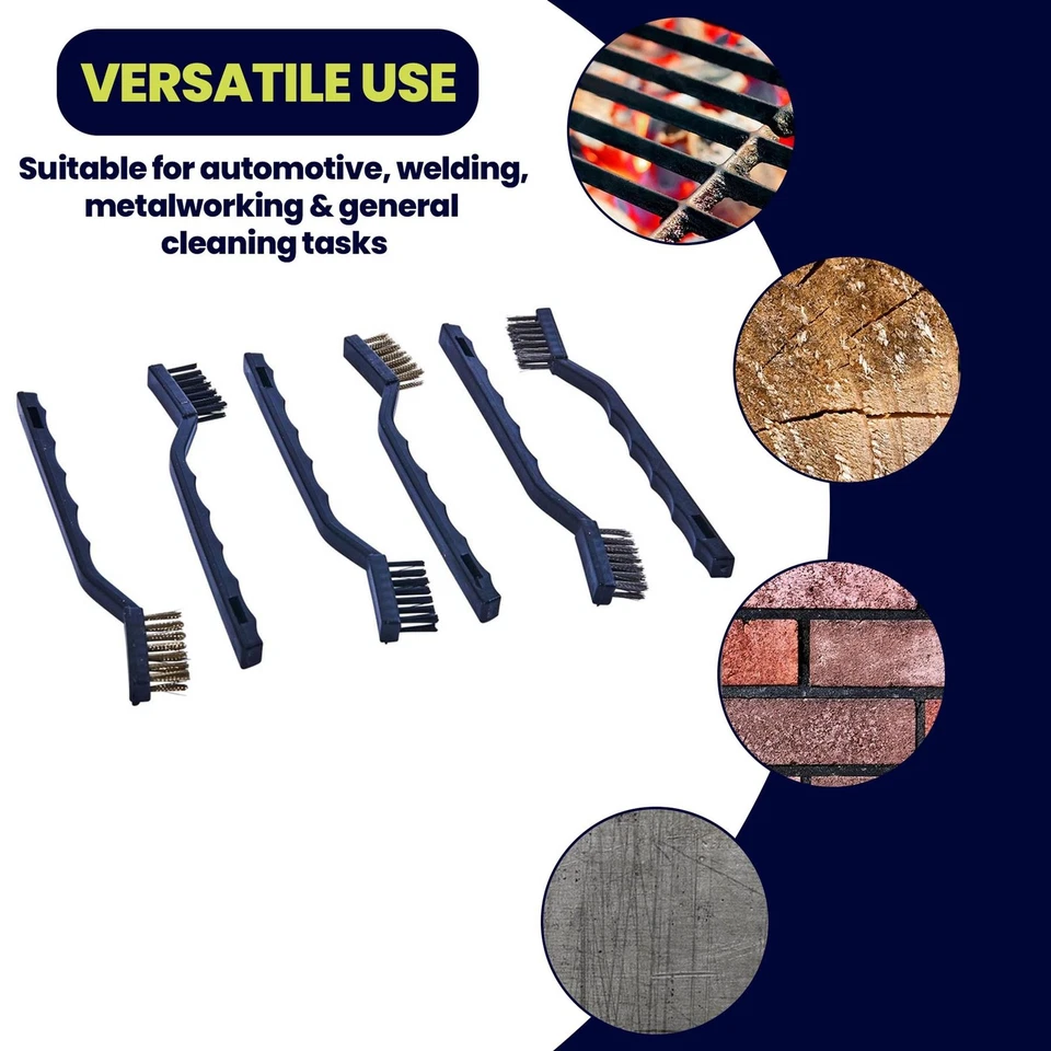 Conjunto de 6 pincéis de arame aço latão nylon metal ferrugem removedor de tinta dever - Imagem 4 de 4