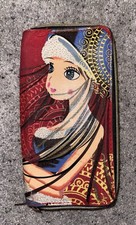 Big Eye Girl Wallet Cute Anime Butterfly Japanese Style Hand Painted  