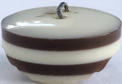Vintage Two Tone Ribbed Button 18mm Brown Cream 1940s