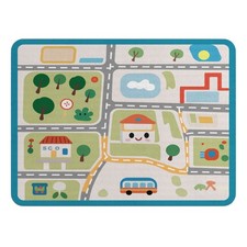 Round Kids Play Rug City Road Map Non-Slip Educational Area Rug Soft Children s