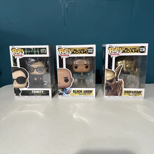 Funko Pop Movies Matrix Trinity 1173 Black Adam 1232 & 1236 Hawkman  Lot of 3