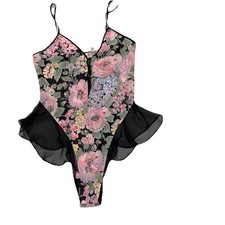 Victoria's Secret Lingerie Gold Label teddy flutter floral size P Vtg 80s 90s