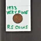 1933    VERY FINE   LINCOLN CENT   VERY FINE  1933  /  RS COINS #34C  FREE SHIP