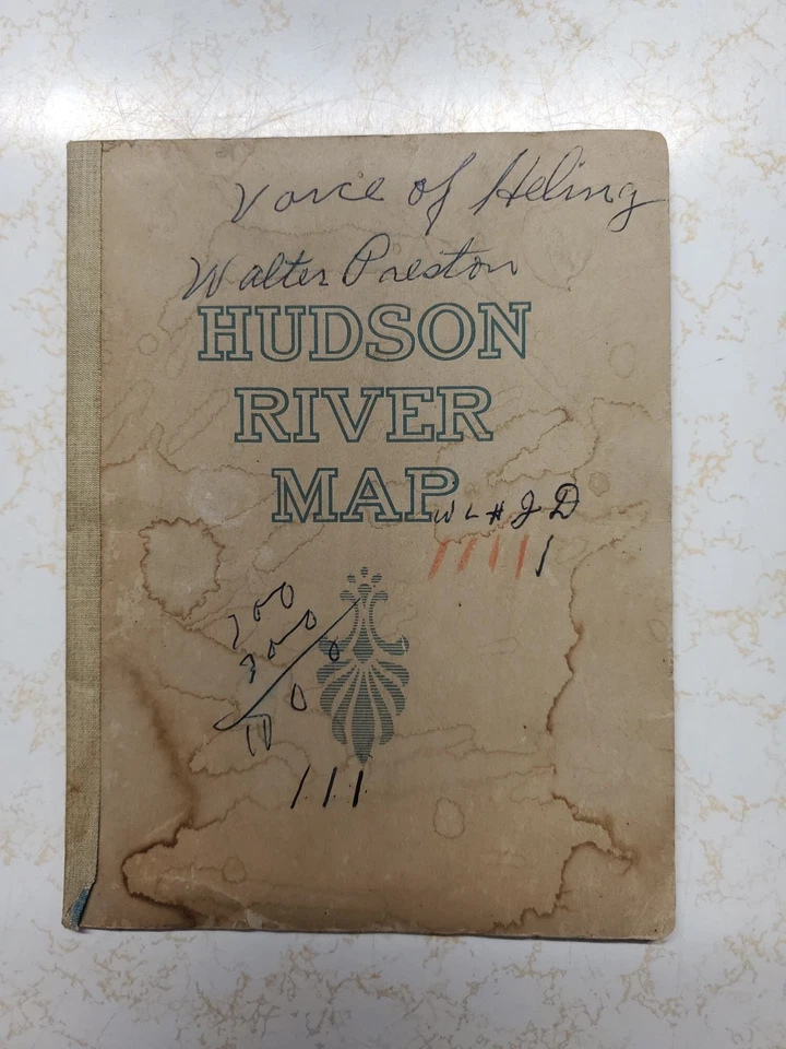 Antiguo mapa del río New Hudson de 1917 de más de 8 pies mapa de agua azul desplegable de Nueva York Foto 2 de 4