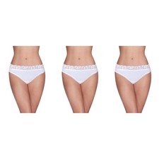 3 Pack Vanity Fair Flattering Lace Bikini Pantiy 18285 Underwear White 5 6 7 8
