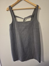 Nasty Gal Tailored Strap Back Dress Mini Dress Grey Marl Size-12