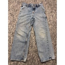 Old Navy Baggy Carpenter Jeans Light Wash Denim Utility Pants Boys Size 12 27x26