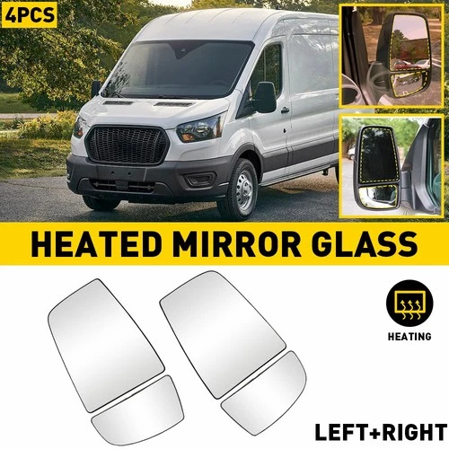Mirror Glass 4X Heated Driver  Passenger Side For 2015-2022 Ford Transit-150 EOE