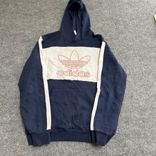 Adidas Hoodie Boys Size XL Navy Blue White Orange Trefoil Pullover Sweatshirt