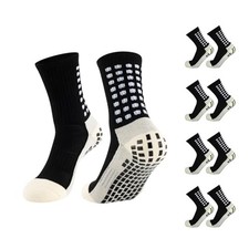 4 Pairs Mens Grip Soccer Socks Non Slip Grippy Women Socks for One Size 4black