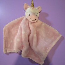 HB Hudson Baby Unicorn Lovey Baby Security Blanket Pink  White W/ Stars