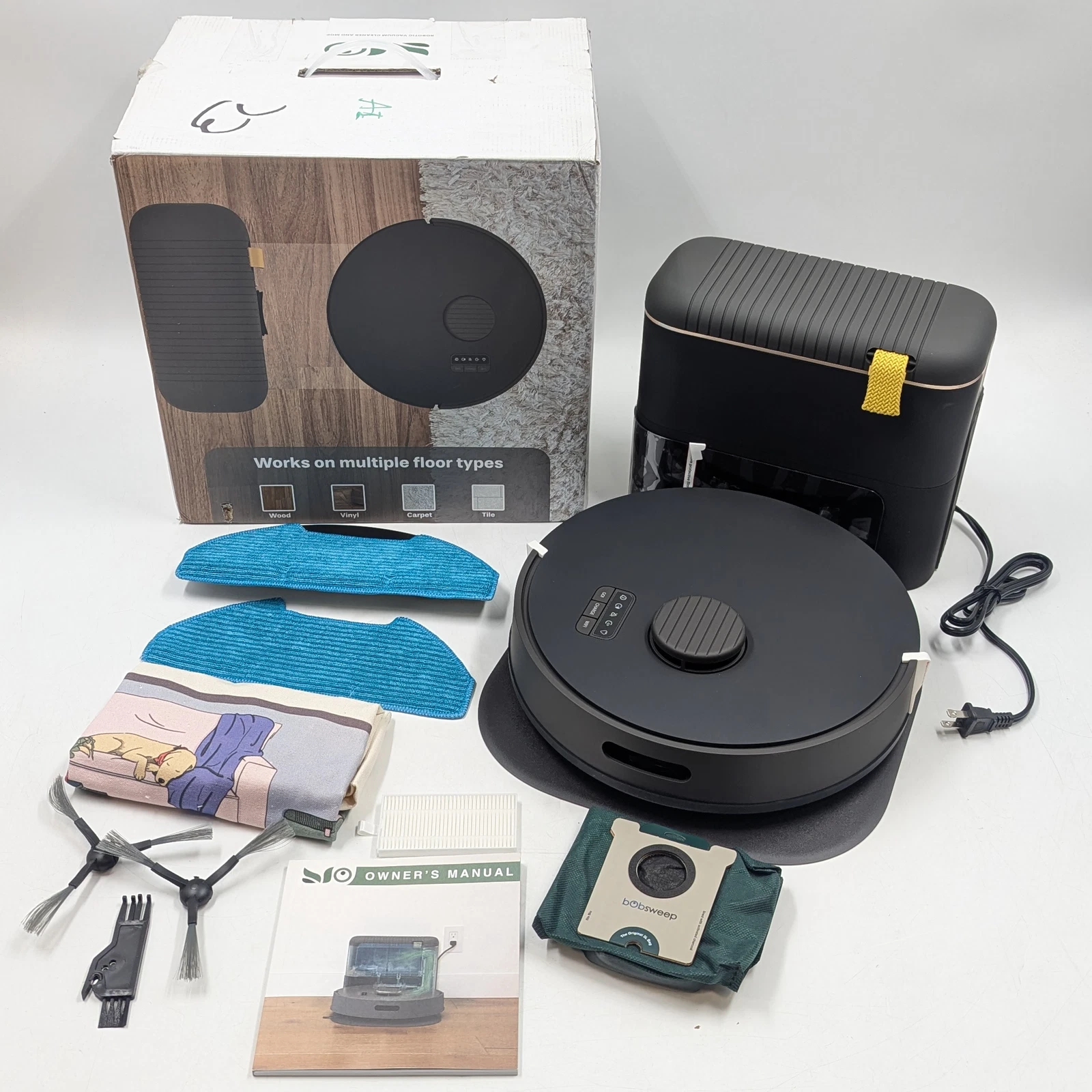bObsweep Bio Auto-Empty Robot Vacuum & Mop w/ 1 Gallon Dock Black | PET24-7-113